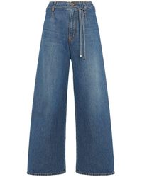 Etro - High Rise Denim Wide Jeans W/ Straps - Lyst