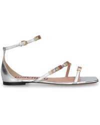 Moschino - 10mm Leather Flat Sandals - Lyst