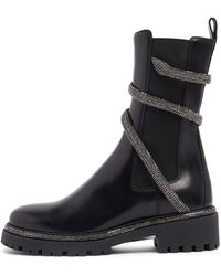 Rene Caovilla - Cleo Crystal-embellished Leather Chelsea Boots - Lyst