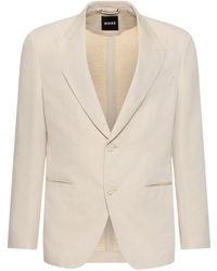 BOSS - Huge Linen & Cotton Single Breast Jacket - Lyst