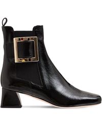 Roger Vivier Très Vivier Patent Leather Ankle Boots in Black | Lyst