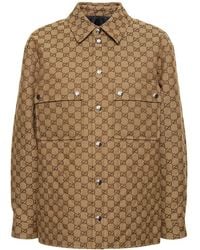 Gucci - Camicia in tela di misto cotone gg - Lyst