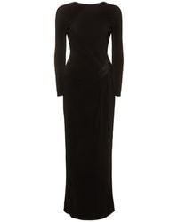 Giorgio Armani - Langes Kleid Aus Jersey Mit Vertikalem Plissee - Lyst