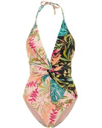 PATBO - Tropicalia Plunge Halter Neck Swimsuit - Lyst