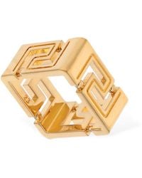 Versace Eckiger Ring Mit Greek-motiv - Mettallic
