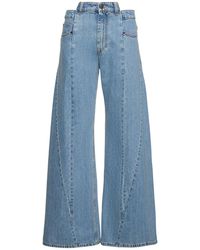 Maison Margiela - Asymmetric Wide Leg Cotton Jeans - Lyst