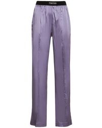 Tom Ford - Pantalon de pyjama en satin de soie à logo - Lyst