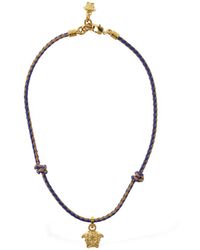 Versace Collar De Cadena De Piel Con Colgante Medusa - Multicolor