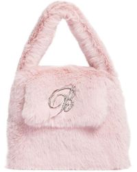 Blumarine - Logo Faux Fur Top Handle Bag - Lyst