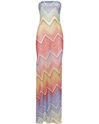 Missoni - Chevron Print Tulle Long Tube Dress - Lyst