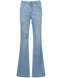 Ermanno Scervino - Embroidered Denim Mid Rise Flared Jeans - Lyst