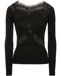 Ermanno Scervino - Embroidered Cotton & Lace Top - Lyst