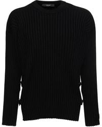 Versace - Wool Knit Sweater W/ Buckles - Lyst