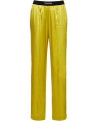 Tom Ford - Pantalones de pijama de satén de seda con logo - Lyst