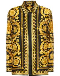 Versace - Camisa De Sarga De Seda Con Estampado - Lyst