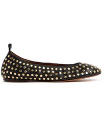 Lanvin - 5mm Studded Leather Ballerina Flats - Lyst