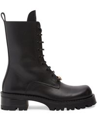 Versace - 35Mm Leather Combat Boots - Lyst