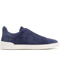 ZEGNA - Triple Stitch Leather Low-Top Sneakers - Lyst