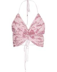 Blumarine - Embroidered Butterfly Crop Top - Lyst