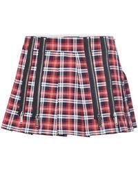 DSquared² - Plaid Cotton Mini Skirt W/ Zips - Lyst