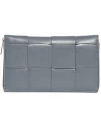Bottega Veneta - Maxi Intreccio Leather Zip Around Wallet - Lyst