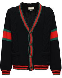 Gucci Oversize cable knit wool cardigan - Schwarz