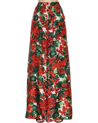 Dolce & Gabbana Palazzohose Aus Seidentwill Mit Druck - Rot