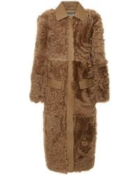 TOTEME - Mantel Aus Shearling Mit Leder - Lyst