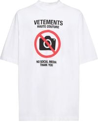 Vetements - No Social Media Printed Cotton T-Shirt - Lyst