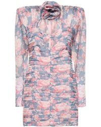 Magda Butrym - Vestido Corto De Seda Estampada Fruncida - Lyst