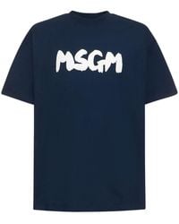 MSGM - T-shirt en jersey de coton à imprimé logo - Lyst