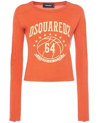 DSquared² - Logo Printed Cotton Jersey Top - Lyst