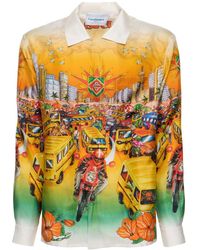 Casablancabrand - Traffic Print Silk Shirt - Lyst