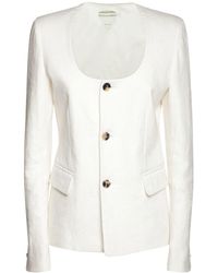 Damen Bekleidung Jacken Blazer Sakkos und Anzugsjacken Bottega Veneta Leinen Leinenblazer Mit Knopf Vorne in Weiß 