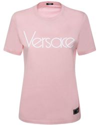 Versace - Camiseta de jersey con logo bordado - Lyst