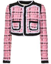 DSquared² - Bouclé Collarless Cropped Jacket - Lyst