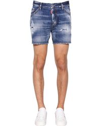 DSquared² 26.5cm Dan Commando Cotton Denim Shorts - Blue