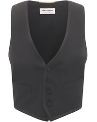 Saint Laurent - Wool Grain De Poudre Vest - Lyst