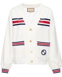 Gucci - Logo-embroidered Striped Cardigan - Lyst