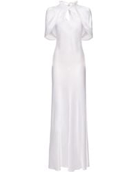 Alberta Ferretti - Short Sleeve Satin Long Dress - Lyst