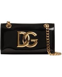 Dolce & Gabbana - Sac porté épaule en cuir verni à logo - Lyst