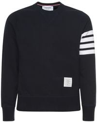 Thom Browne - Intarsia Stripes Cotton Sweatshirt - Lyst