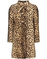 Valentino - Damen Wollmantel Mit Leopardenmuster Und Schleife - Lyst