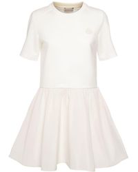 Moncler - Fit & Flare Cotton Mini Dress - Lyst