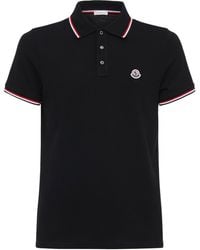 Moncler - Logo-appliquéd Striped Cotton-piqué Polo Shirt - Lyst
