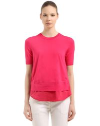 Moncler Pull-Over En Coton Tricoté Et Nylon - Rose