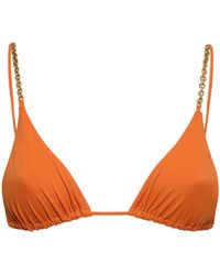Saint Laurent - Top bikini a triangolo in nylon - Lyst