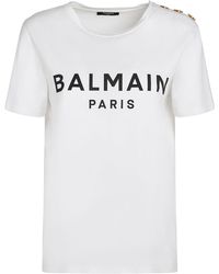 Balmain - T-shirt Aus Baumwolle Mit Logodruck - Lyst