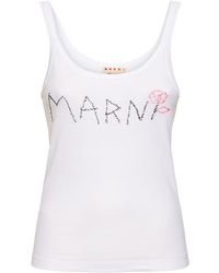 Marni - Cotton Jersey Logo Top - Lyst