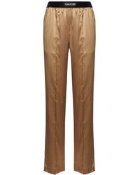 Tom Ford - Stretch Silk Satin Straight Pants - Lyst